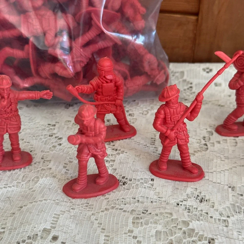 Bulk Lot Red Plastic Firefighter Toy Figures First Responder Action Poses